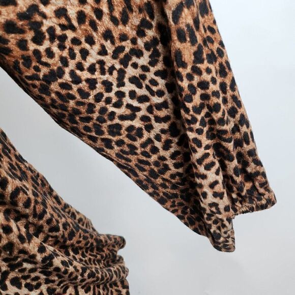 MK Michael Kors Animal Leopard Cheetah Print 3/4 Knit Jersey Top Womens M - Picture 5 of 6